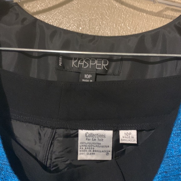 Kasper 10P blue vest top Le Suit size 10P black pants, matched set Polyester - Picture 5 of 8